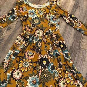 Girls' Mustard Floral Long-Sleeve Dress - Brand dot dot smile 7